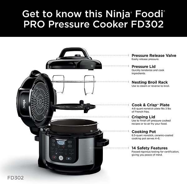 Key Features of the Ninja Foodi FD302 Pressure Cooker plus Air Fryer Key Features of the Ninja Foodi FD302 Pressure Cooker plus Air Fryer